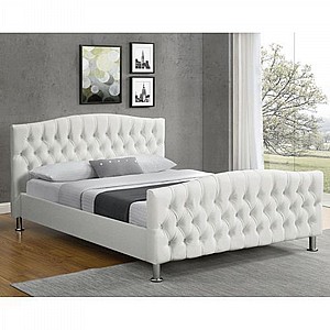 מיטה זוגית מעוצבת בריפוד לבן Home Decor דגם מרי מיטה זוגית מעוצבת בריפוד לבן Home Decor דגם מרי