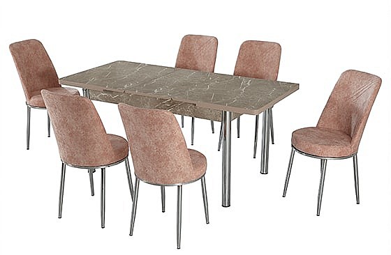 פינת אוכל נפתחת דגם גילי חום קרם + 6 כסאות מבית Twins Design